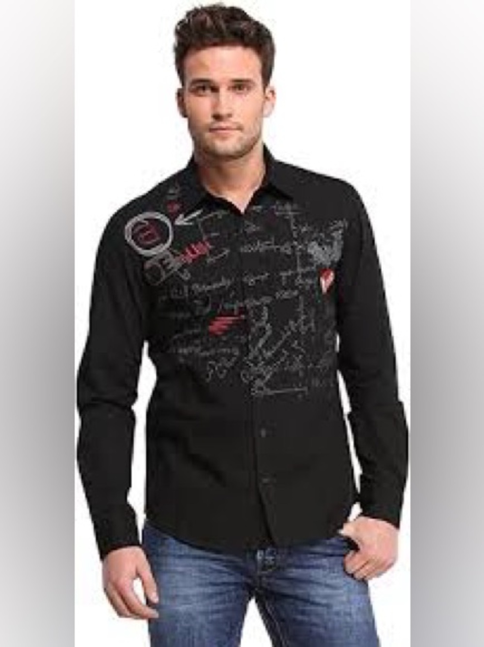 DESIGUAL black embroidered buttons down shirt!
